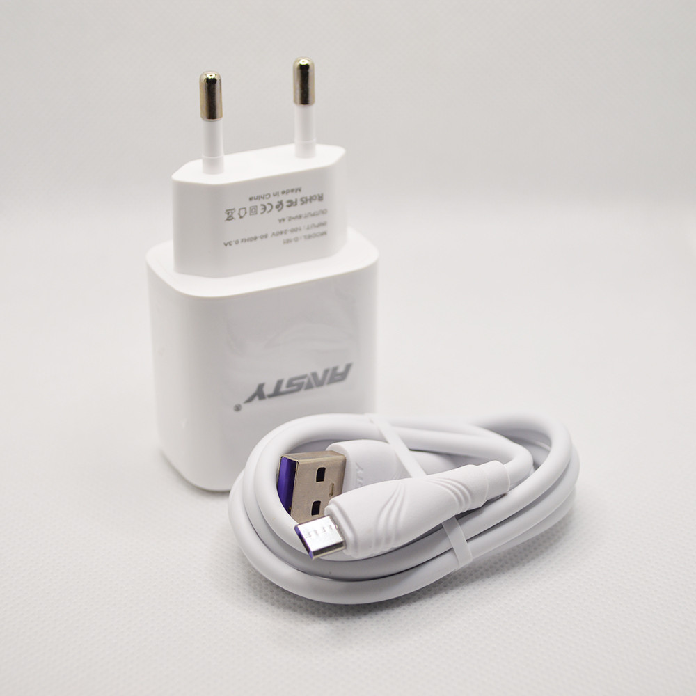 Мережевий зарядний пристрій ANSTY C-101-A з Micro USB кабелем 1USB 2.4A White, фото 3