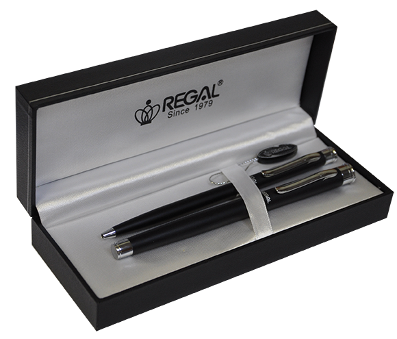Комплект ручок Regal (перенева + коміркова) у подарунковому футлярі L, чорний (R68008.L.BF)