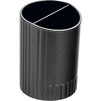 Стакан пластиковый для ручек Buromax, круглый на два отделения, черный (BM.6350-01)