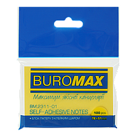 Блок для заметок с клейким слоем Buromax BM.2311-01, 51х76 мм, 100 л, желтый