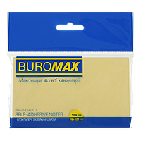 Блок для заметок с клейким слоем Buromax BM.2314-01, 76х127 мм, 100 л, желтый