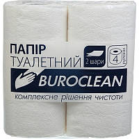 Бумага туалетная целлюлозная BuroClean, 4 рул, на гильзе, 2 слоя белый (10100011)