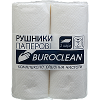 Бумажные полотенца BuroClean, на гильзе, 2 слоя, 2 рул, белый (10100400)