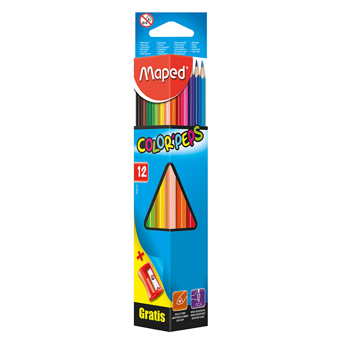 Олівці кольорові Maped Color Peps Classic MP.183213, 12 кольорів + стругачка