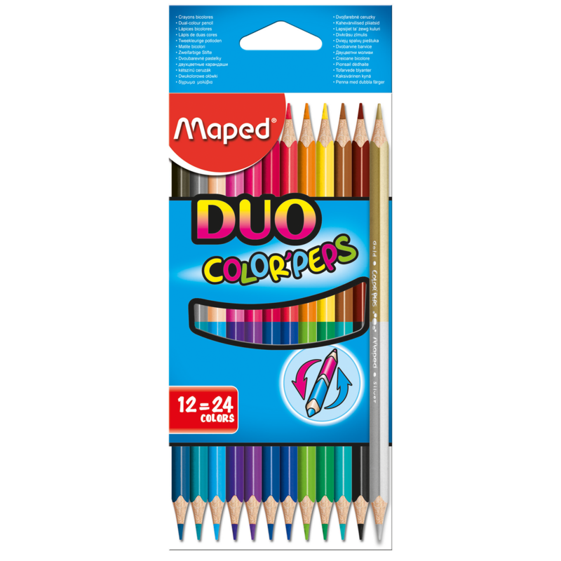 Олівці кольорові Maped Color Peps Duo MP.829600, двосторонні, 12 шт., 24 кольори