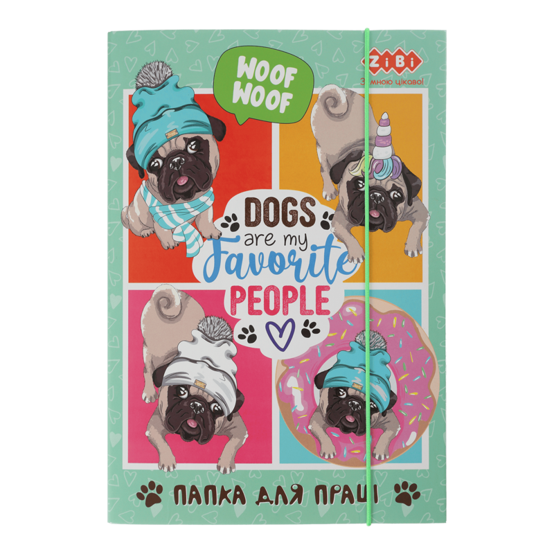 Папка для праці ZiBi Kids Line Lovely Dog, картонна на гумці, А4+ 300х212х28мм (ZB.14931)