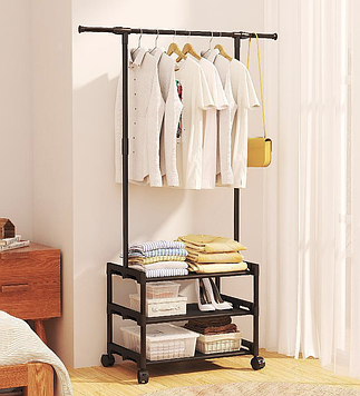 Вішалка для одягу / Вішалка-стійка для дому / Вішалка пересувна телескопічна / Вішалка для речей на колесиках