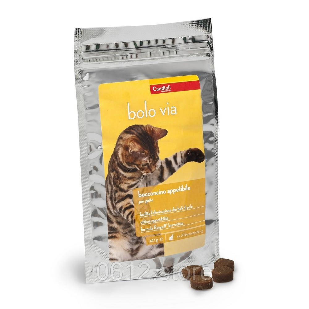 Candioli Bolo Via жувальні таблетки для виведення шерсті в кішок, 40 г. (20 таблеток), фото 1
