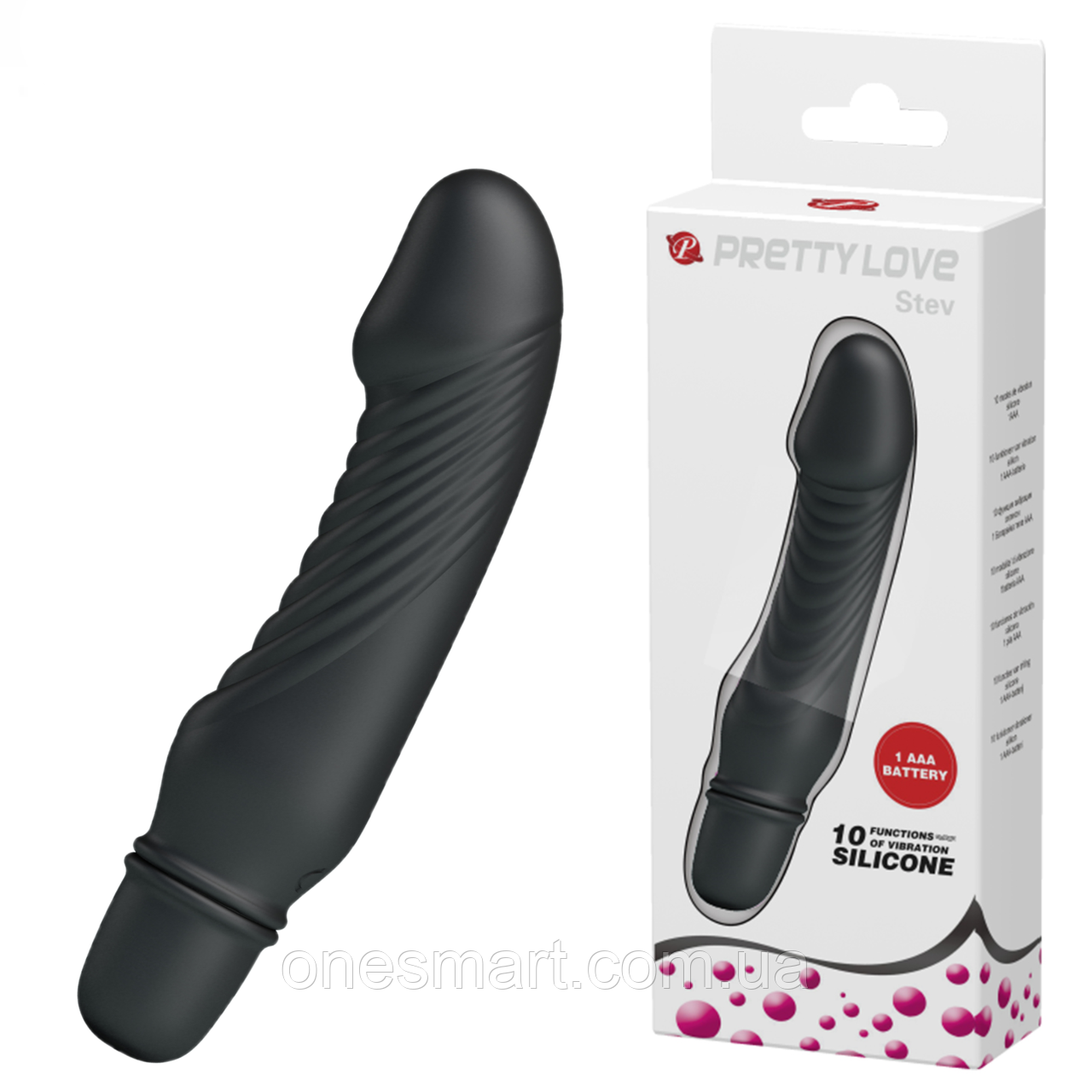 Компактний вібратор чорний Pretty Love "Stev" LyBaile, фото 1
