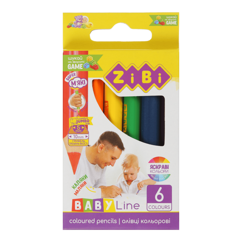 Олівці кольорові ZiBi Baby Line Mini Jumbo 6 кольорів (ZB.2450)