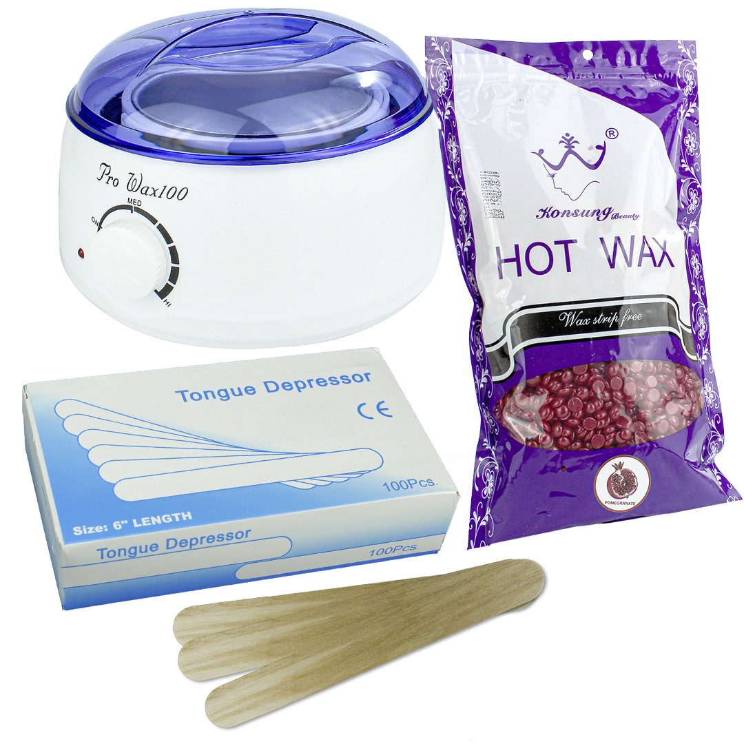 Стартовий набір для депіляції з воскоплавом і воском PRO WAX -100 Вт віск 500 гр воскоплав воскова депіляція, фото 1