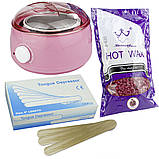 Стартовий набір для депіляції з воскоплавом і воском PRO WAX -100 Вт віск 500 гр воскоплав воскова депіляція, фото 3