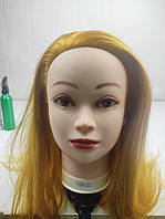 Учебная голова манекен для причесок стрижек Болванка с волосами 30% натуральных волос,т рыжий золото