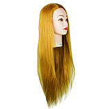 Голова навчальна для зачісок,30% натуральних волосся,довжина 65-60 см, колір рудий золото, фото 9