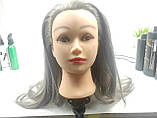 Навчальна голова манекен для зачісок стрижок Болванка з волоссям ET-171, фото 10