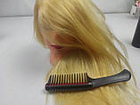Навчальна манекен голова для стрижок зачісок Болванка з волоссям штучна термо блонд, фото 4