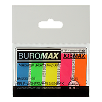 Закладки пластиковые с клейким слоем Buromax BM.2301-98, 45х12 мм, 5х20 л, неон, ассорти