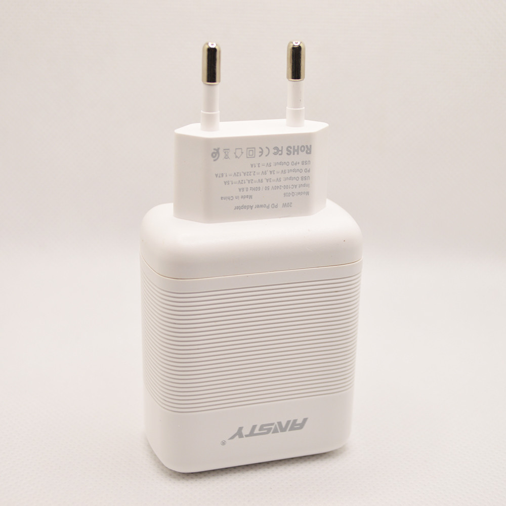 Мережевий зарядний пристрій ANSTY Q-016 1 USB 18W / 1 Type-C 20W White, фото 3
