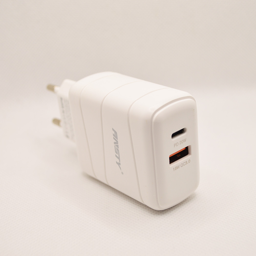 Мережевий зарядний пристрій ANSTY Q-018 1 USB 18W / 1 Type-C 20W White, фото 5