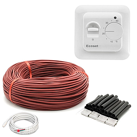 8м2. Комплект для теплої підлоги з нагрівального карбонового кабелю 33 ом/м 12К (80метров) з терморегулятором