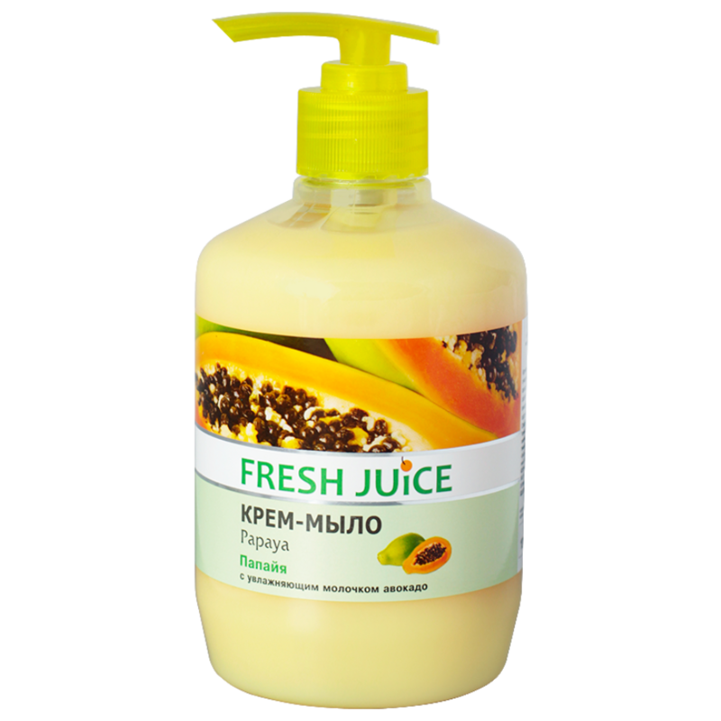 Крем-мило Fresh Juice Papaya, зі зволожувальним молочком авокадо, 460 мл, дой-пак (e.14591)