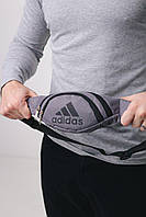 Сумка через плечо поясная Adidas (Адидас) серая Бананка на пояс через плечо с регулятором