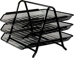 Лоток для паперів горизонтальний 3 в 1 Buromax, металевий, чорний (BM.6252-01)