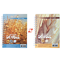 Записная книга Buromax DOUBLE А6, на пружине, 96л., клетка, твердый ламинированный переплет, желтый