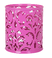 Подставка для ручек металлическая Buromax Barocco, круглая, розовый (BM.6204-10)