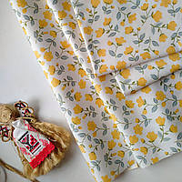 Тканина бавовна для рукоділля весняні жовті квіточки 50 см/40 см