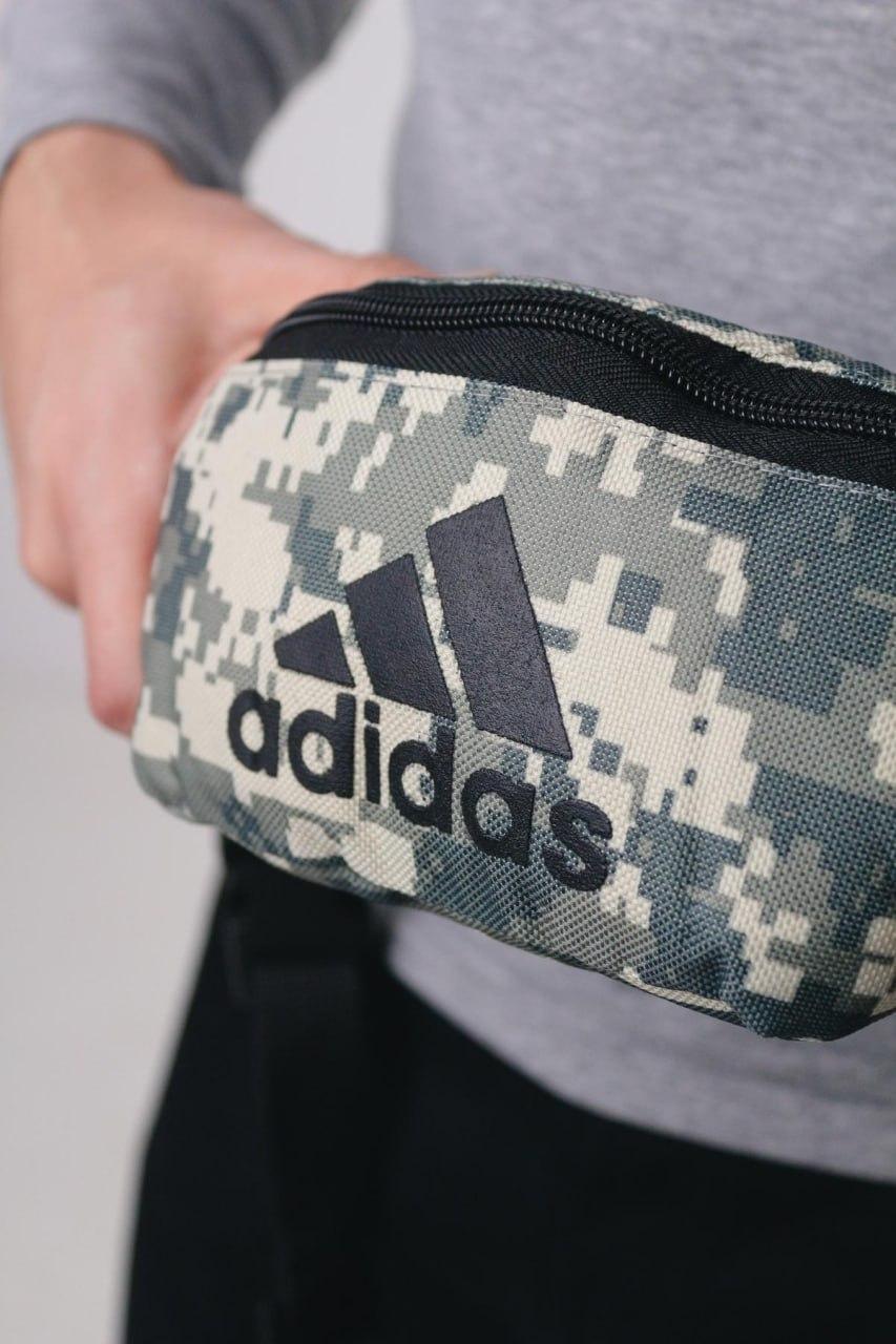 Сумка через плече Adidas камуфляжна хакі піксель бананка адідас сумка на пояс з регулятором, фото 1
