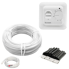 5м2. Комплект для теплої підлоги з нагрівального карбонового кабелю 33 ом/м 12К (50 метрів) з терморегулятором