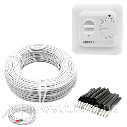 6м2. Комплект для теплої підлоги з нагрівального карбонового кабелю 33 ом/м 12К (60метров) з терморегулятором, фото 1