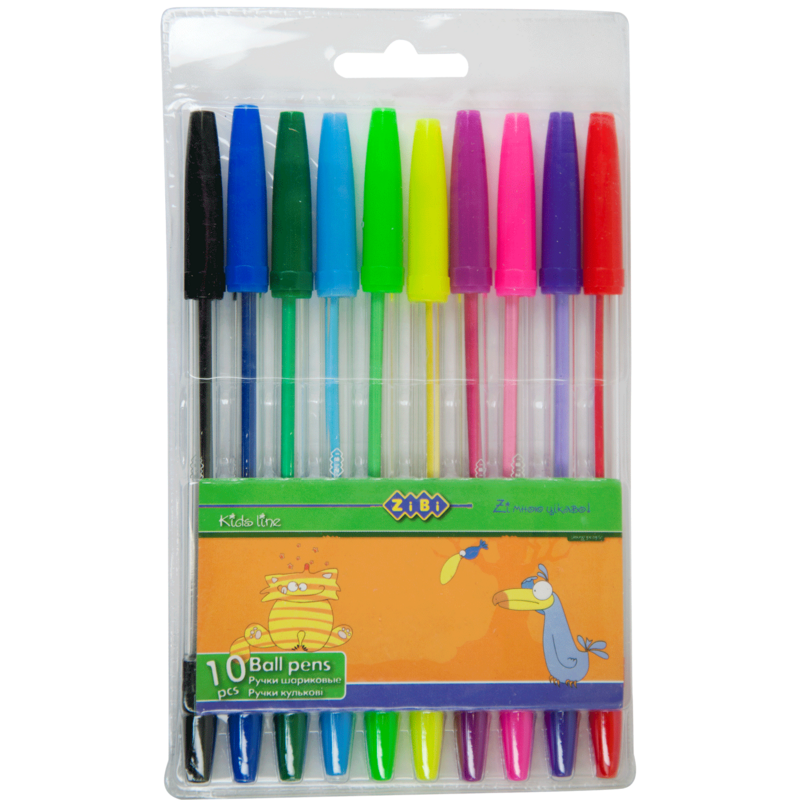 Набір з 10 кулькових ручок ZiBi, 10 кольорів (ZB.2012)
