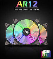 Кулер Aigo AR12 для ПК ARGB 6 Pin Black безшумний охолодний вентилятор для комп'ютера, 120 мм