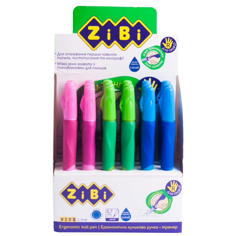 Ручка кулькова ZiBi для правші з гумовим грипом, синій, KIDS Line (ZB.2000-01)