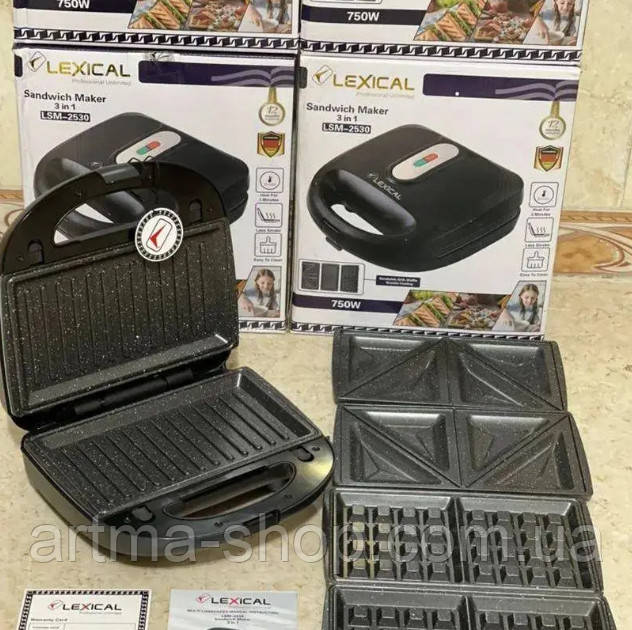 Мультимейкер 3 в 1 Lexical Гранітне покриття, індикатор готовності, 3 насадки, Потужність 750 ватів LSM-2530