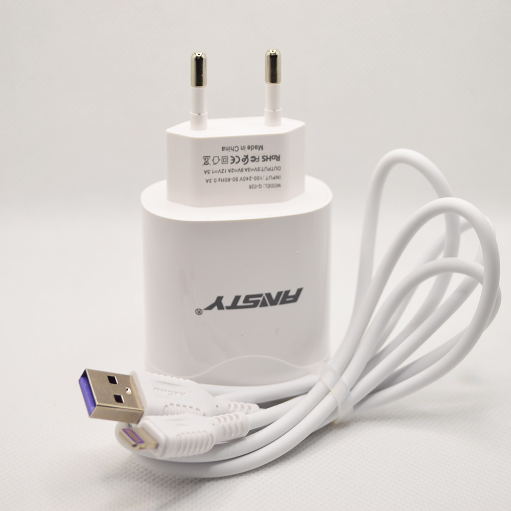 Мережевий зарядний пристрій ANSTY Q-026-I з Lightning кабелем 1USB 3A 18W White, фото 3