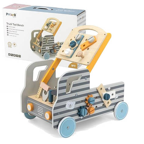Дерев'яна машинка з інструментами Viga Toys PolarB (44066) (каталка), фото 1