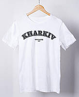 Необычный оригинальный подарок мужская футболка с патриотическим принтом "KHARKIV Ukraine 1654" белая PRO_330