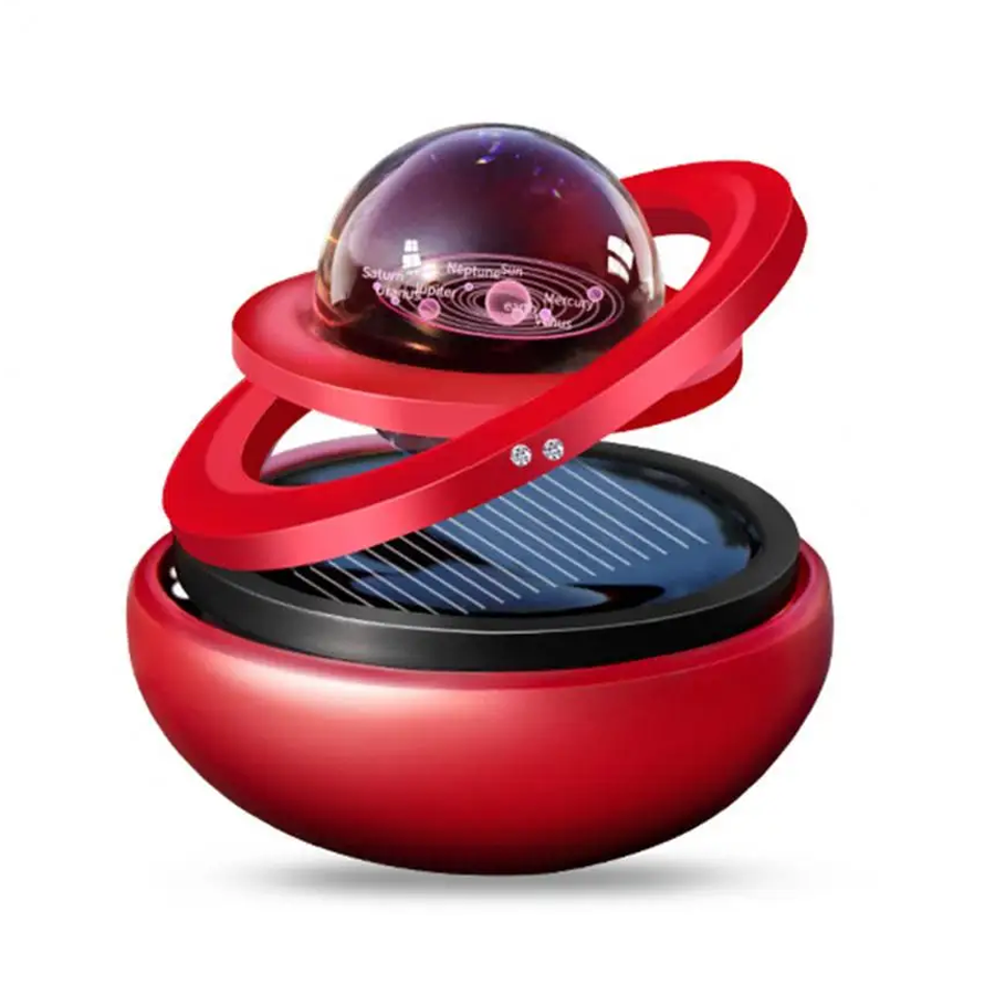 Ароматизатор на сонячних батареях у машину обертові кільця 3D-шар, червоний, фото 1