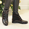 Черевики жіночі чорні на низькому ходу, натуральна шкіра пітон і замша, фото 5