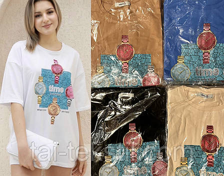 Стильна жіноча футболка OVERSIZE якість коттон 100% Туреччина, фото 3