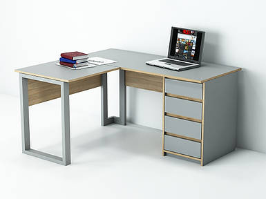 Офісний стіл лофт БК-3Т (1400x1200x750) Сірий/Дуб Сонома Гамма стиль