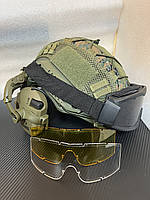 Шлем FAST USA (Оригинал) NIJ IIIA, тактические очки Walkers Razor Активные шумоподавляющие наушники США