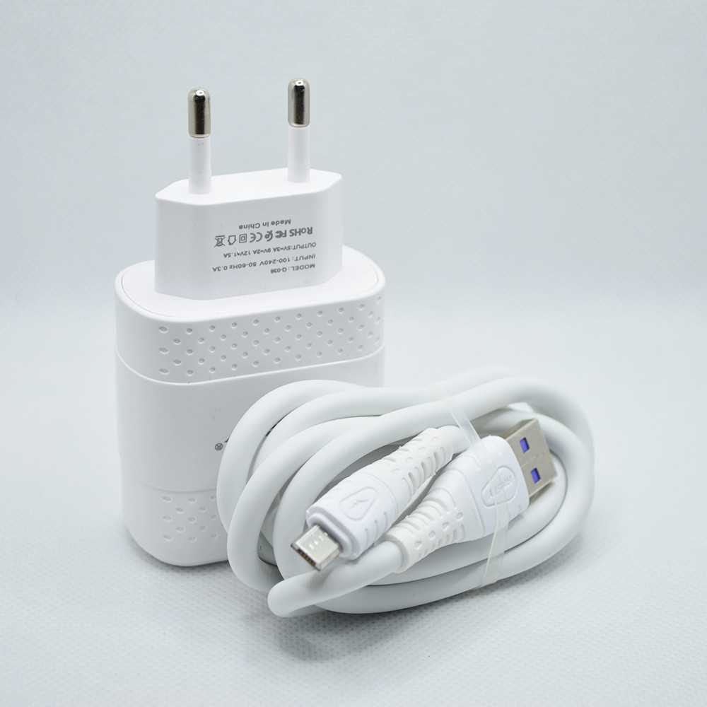 Мережевий зарядний пристрій ANSTY Q-036-A з Micro USB кабелем 1USB 3.1A 18W White, фото 3