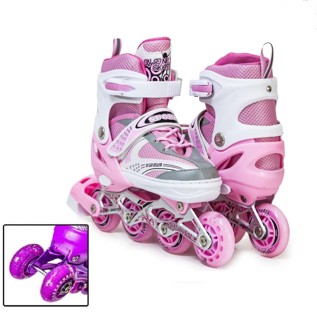 Дитячі розсувні ролики з переставними колесами Happy Star "Pastel Pink". Розміри 34-38 / 38-41 Дитячі розсувні ролики з переставними колесами Happy Star "Pastel Pink". Розміри 34-38 / 38-41