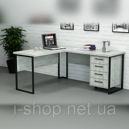 Офісний стіл лофт СУЛА-2 (1400x1400x765) Дуб Крафт білий Гамма стиль, фото 3