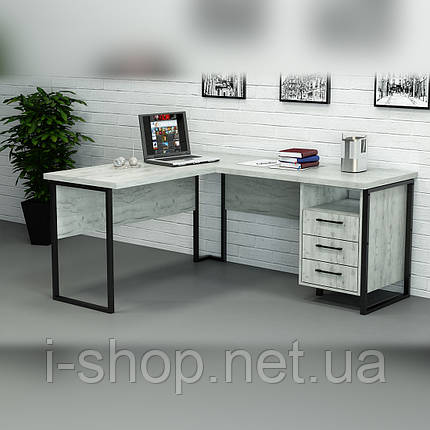 Офісний стіл лофт СУЛА-3 (1400x1600x765) Дуб Крафт білий Гамма стиль, фото 3
