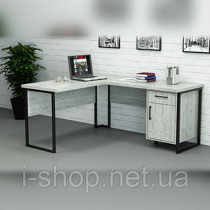 Офісний стіл лофт СУЛА-4 (1400x1600x765) Дуб Крафт білий Гамма стиль, фото 3